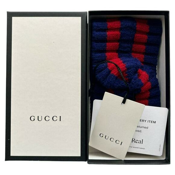 (LAST STOCK!!!) GUCCI Blue and Red Wool Headband w/ Tags and Box, M57 - Picture 7 of 10